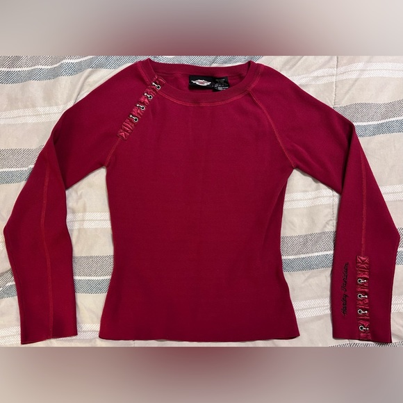 Authentic Harley-Davidson Hook & Eye Style Long Sleeve Shirt w/ Embroidered Logo - Picture 1 of 5